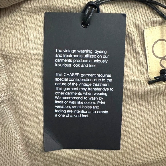 Chaser Ribbed Scoop Neck Open Back with Knotted Criss Cross Straps Tan T-shirt M - Picture 5 of 16